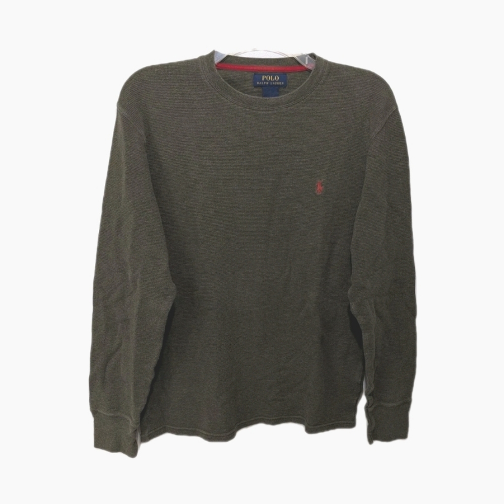 Polo Ralph Lauren Thermal Waffle Knit Top M Long Sleeve Logo Preppy Outdoor 120t